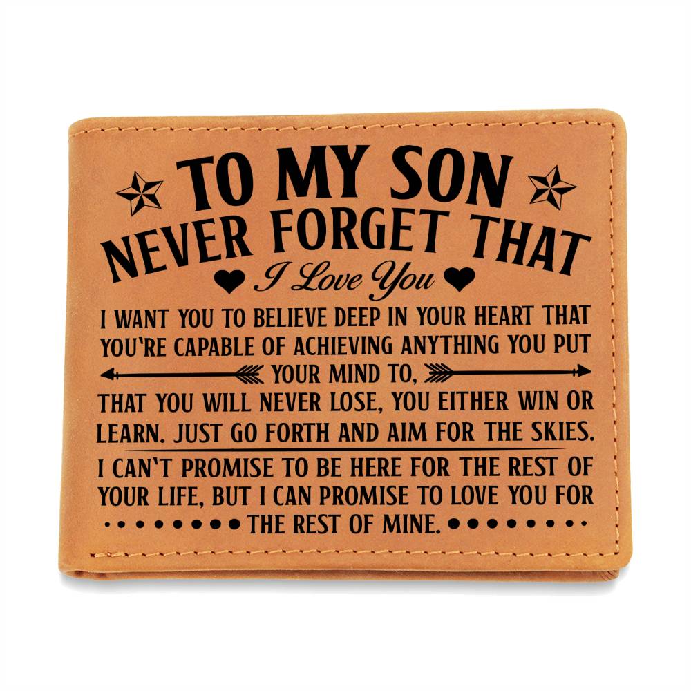 To My Son Skies (Black) – Leather Wallet